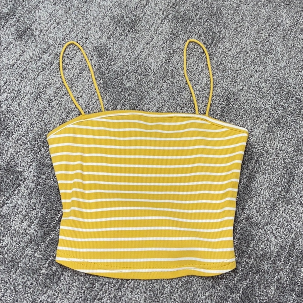 Yellow & White Striped Tank Top